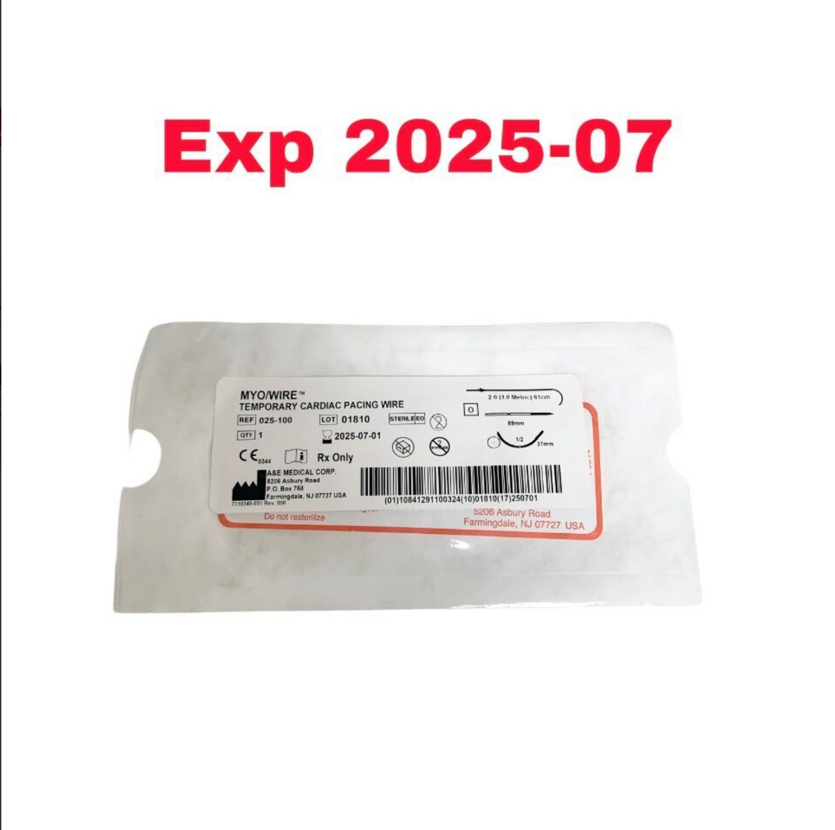 A&E MEDICAL 025-100 MYO/WIRE TEMPORARY CARDIAC PACING WIRE EXPIRED 2025 07