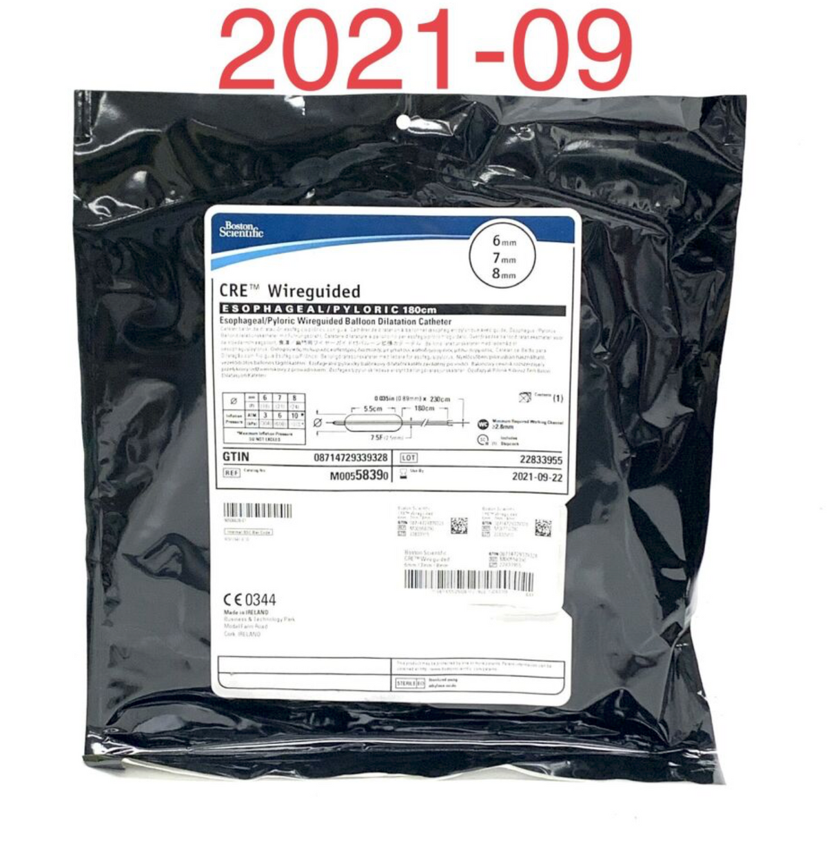 BOSTON SCIENTIFIC M00558390 CRE WIREGUIDED BALLOON DILATATION CATHETER EXP 2021 09