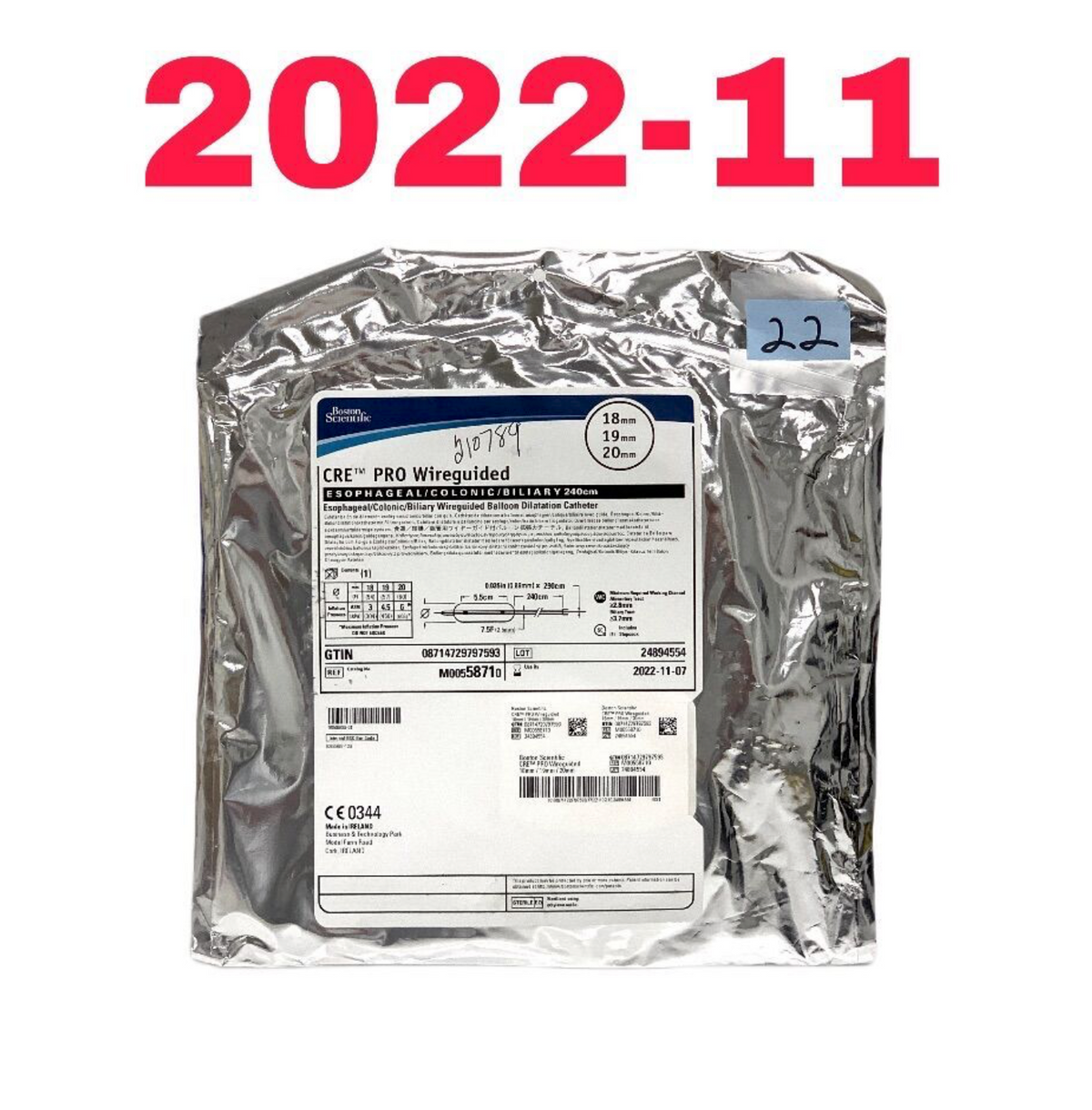 BOSTON SCIENTIFIC M00558710 CRE PRO WIREGUIDED BALLOON DILATATION CATHETER EXP 2022 11
