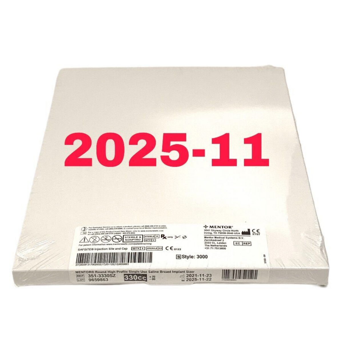 MENTOR 351-3330SZ Round High Profile Single Use Saline Breast Implant Sizer EXP 2025 11