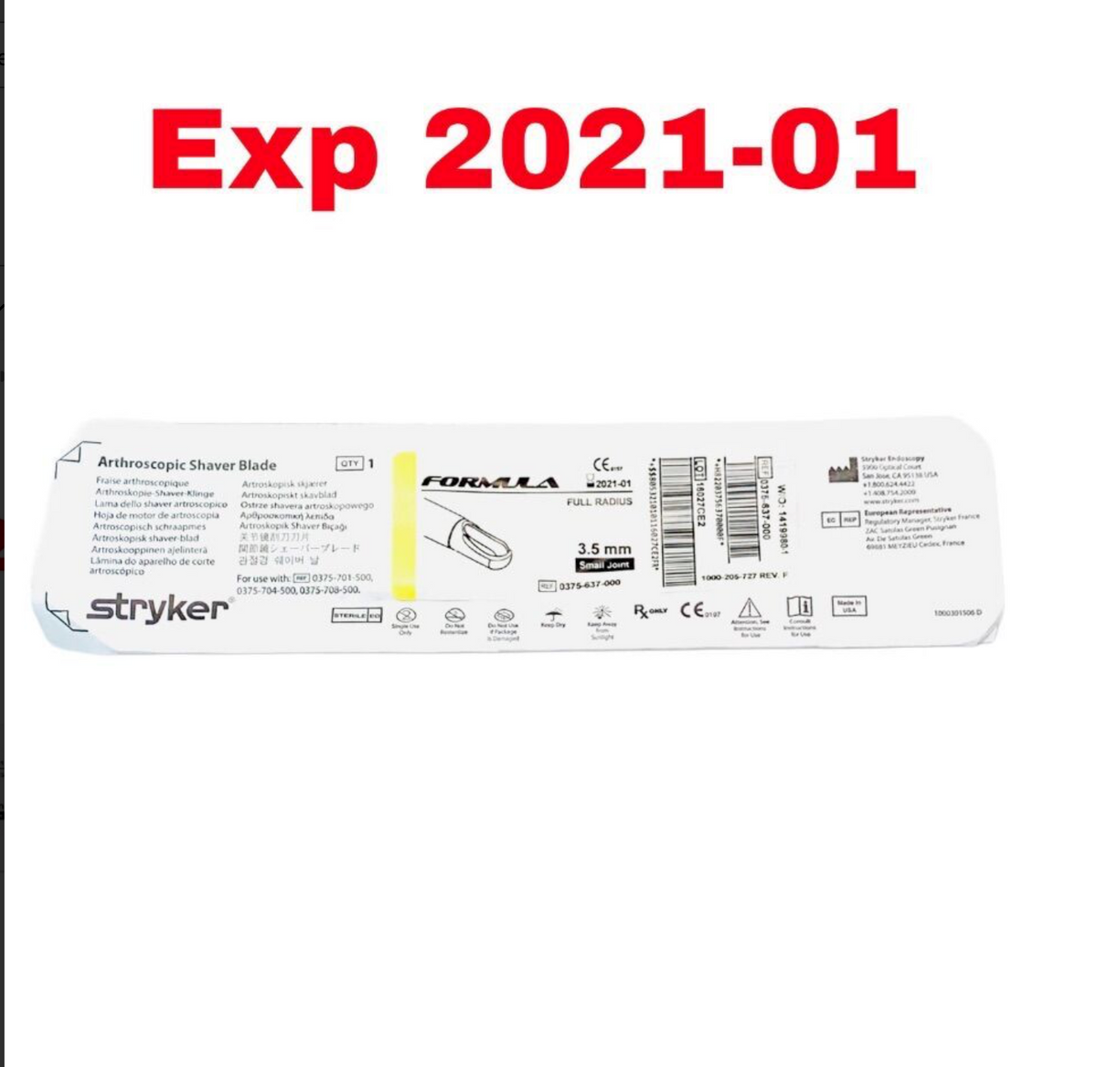STRYKER 0375-637-000 FORMULA FULL RADIUS 3.5 mm Small Joint EXPIRED