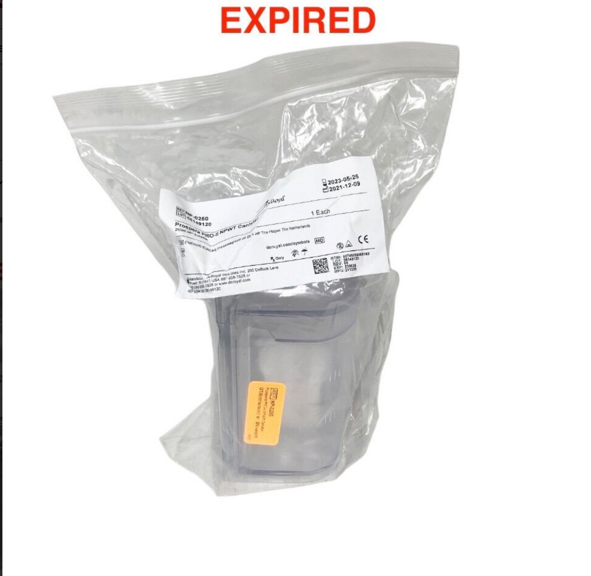 DEROYAL NP-0250 Prospera PRO-II NPWT Canister 250ml with Solidifier Exp 2023 05