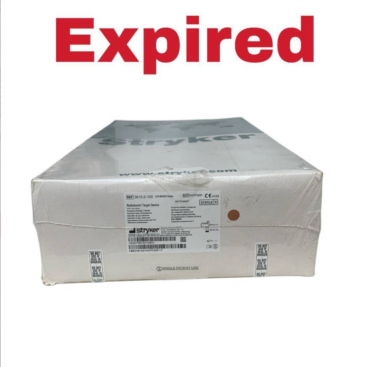 STRYKER 3815-2-100 SIDEWINDER System Radiosucent Target Device Exp 2018 10