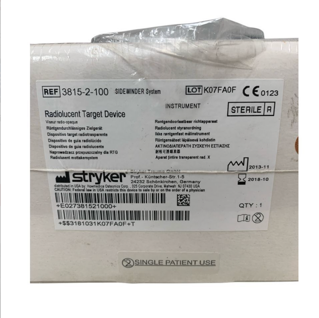 STRYKER 3815-2-100 SIDEWINDER System Radiosucent Target Device Exp 2018 10
