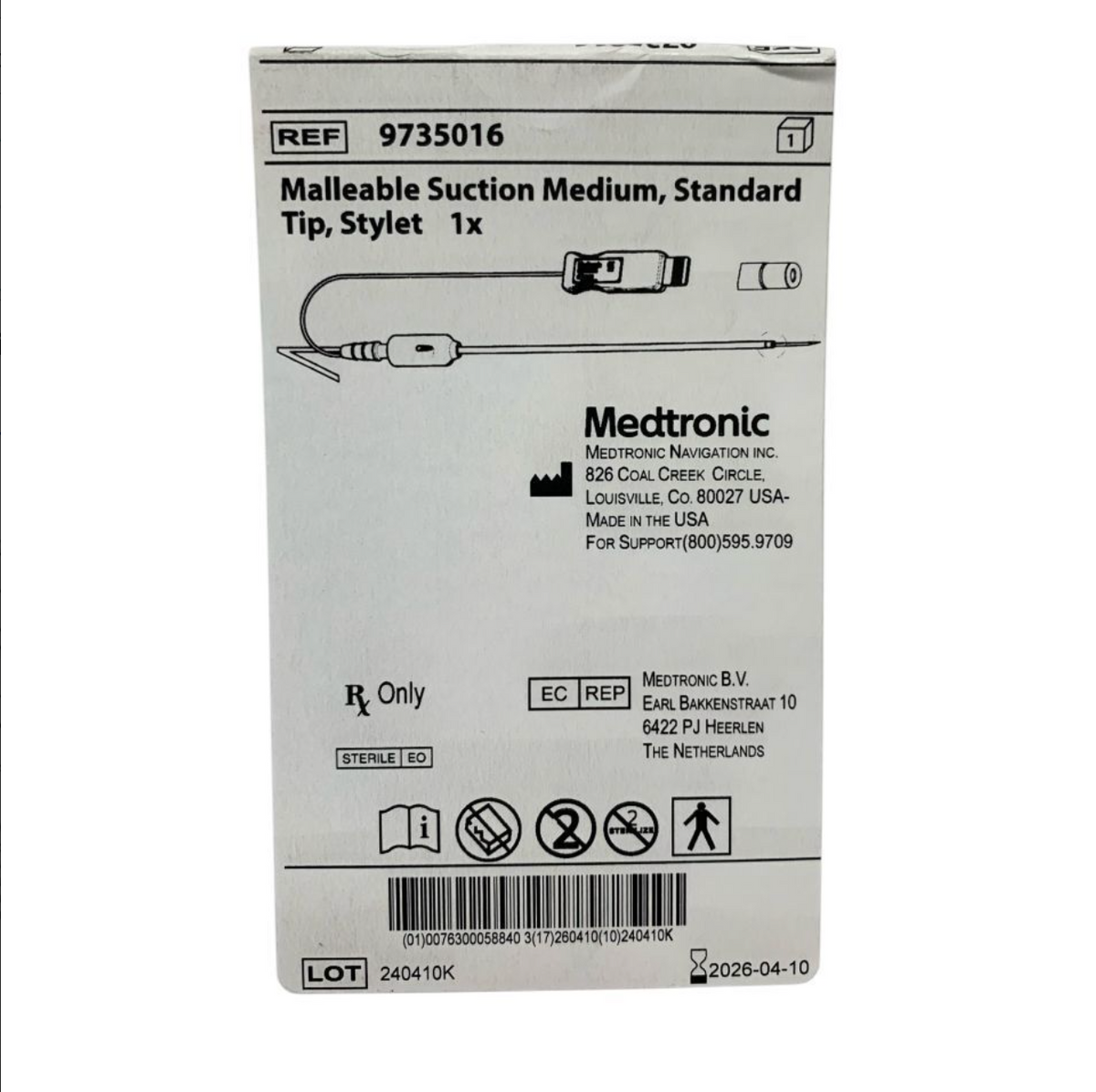 MEDTRONIC 9735016 Malleable Suction Medium Standard Tip Stylet Exp 2026 04
