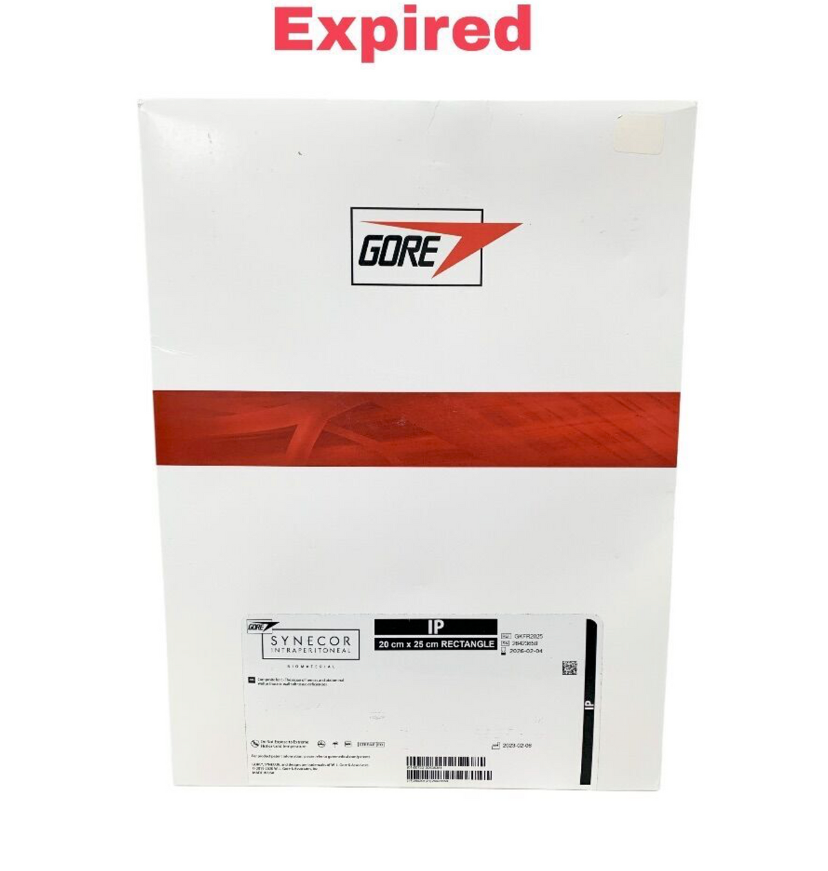 GORE GKFR2025 SYNECOR INTRAPERITONEAL 20 cm x 25 cm RECTANGLE EXP 2026 02
