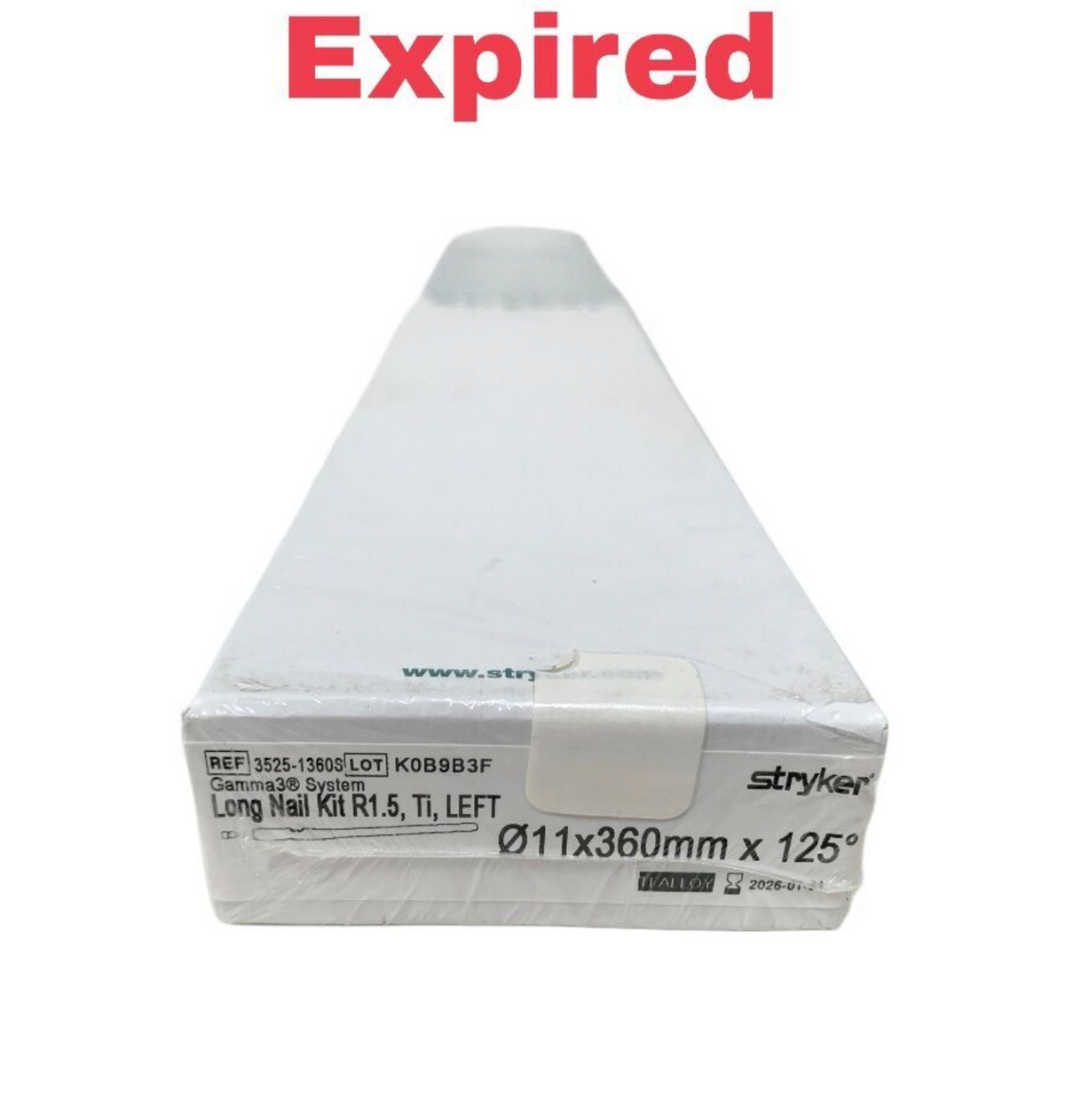 STRYKER 3525-1360S Gamma3® System stryker® Long Nail Kit R1.5 Ti LEFT 11x360mm x 125° EXP 2026 01