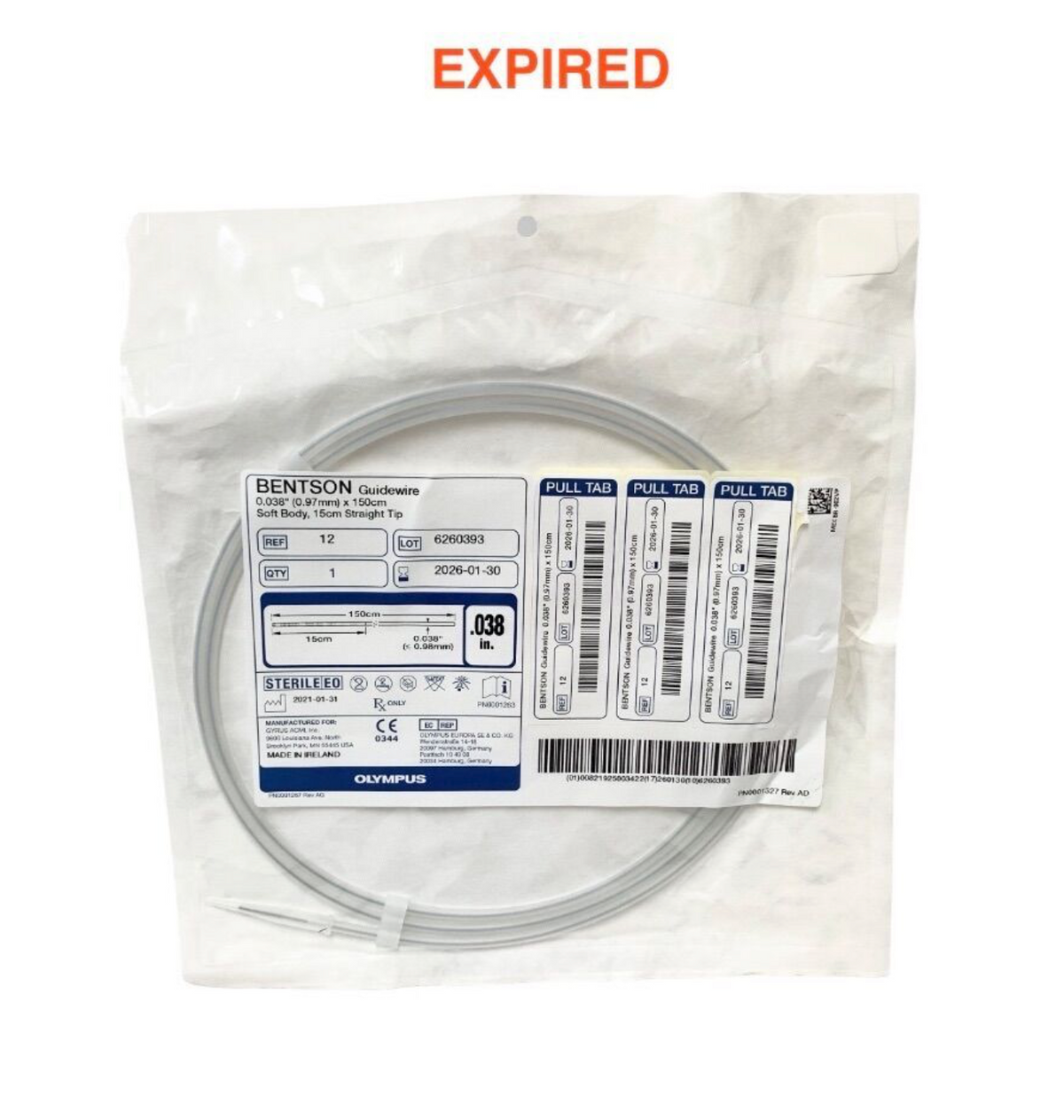 BOSTON SCIENTIFIC 12 BENTSON GUIDE WIRE .038 EXPIRED