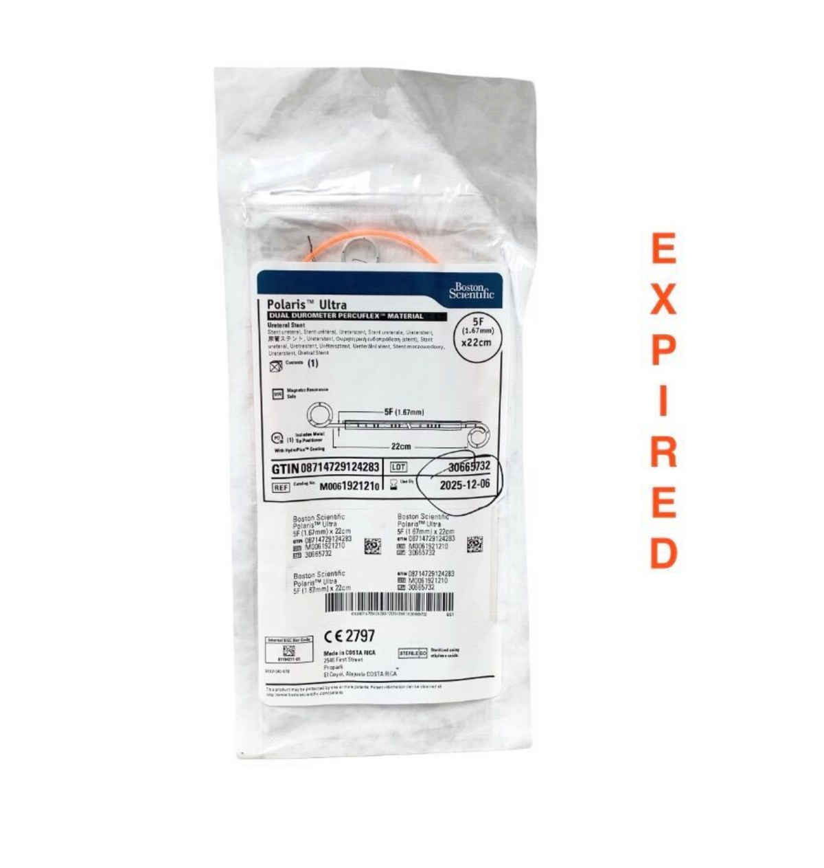BOSTON SCIENTIFIC M0061921210 POLARIS ULTRA 5F X 22CM URETERAL STENT DUAL DUROMETER PERCUFLEX STERILE EXP 2025 12