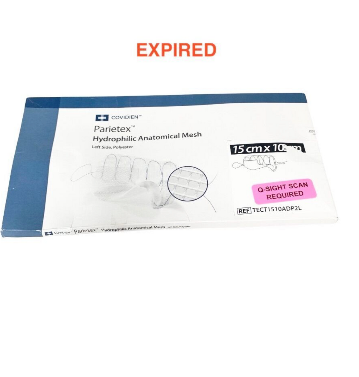 COVIDIEN TECT1510ADP2L PARIETEX HYDROPHILIC ANATOMICAL MESH LEFT SIDE 15CM X 10CM POLYESTER EXP 2026 01
