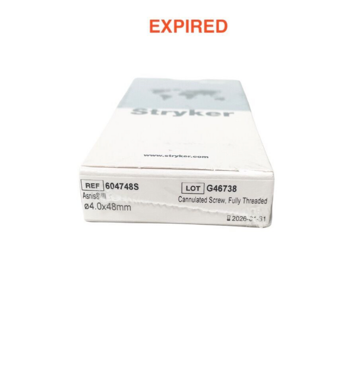 STRYKER 604748S ASNIS III 4.0X48MM CANNULATED SCREW FULLY THREADED ORTHOPEDIC IMPLANT EXP 2026 01