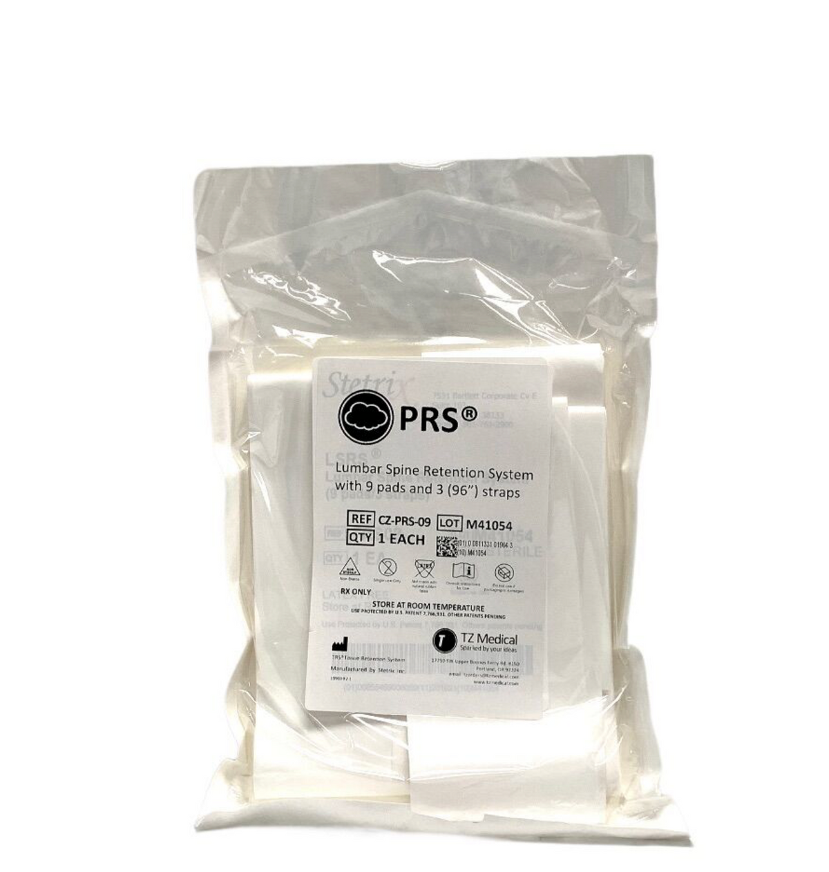 TZ MEDICAL CZ-PRS-09 Lumbar Spine Retention System with 9 pads and 3 (96") straps
