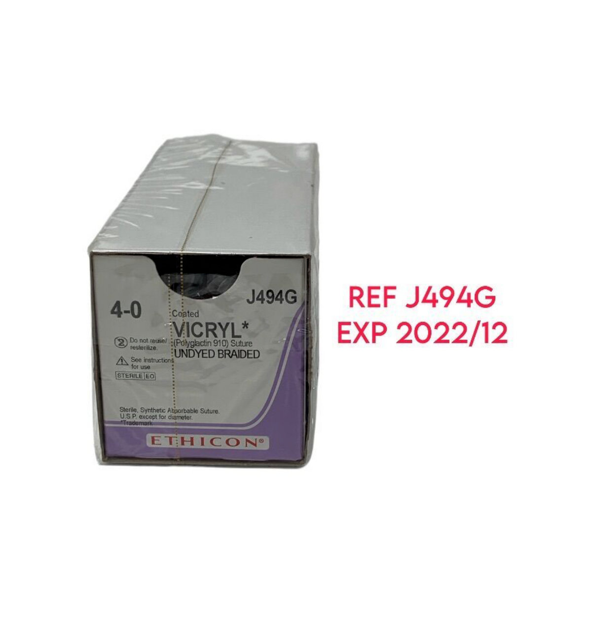 ETHICON J494G Coated VICRYL POLYGLACTIN 910 UNDYED BRAIDED SUTUTRE EXP 2022 12