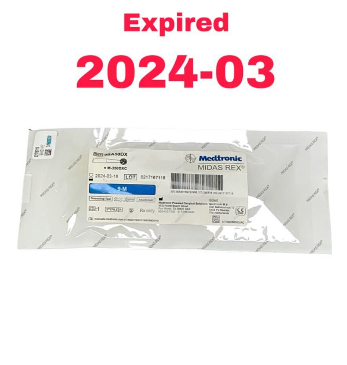 MEDTRONIC 9BA50DX 9-M DISSECTING TOOL MIDAS REX LEGEND ATTACHMENT EXPIRED 2024 03