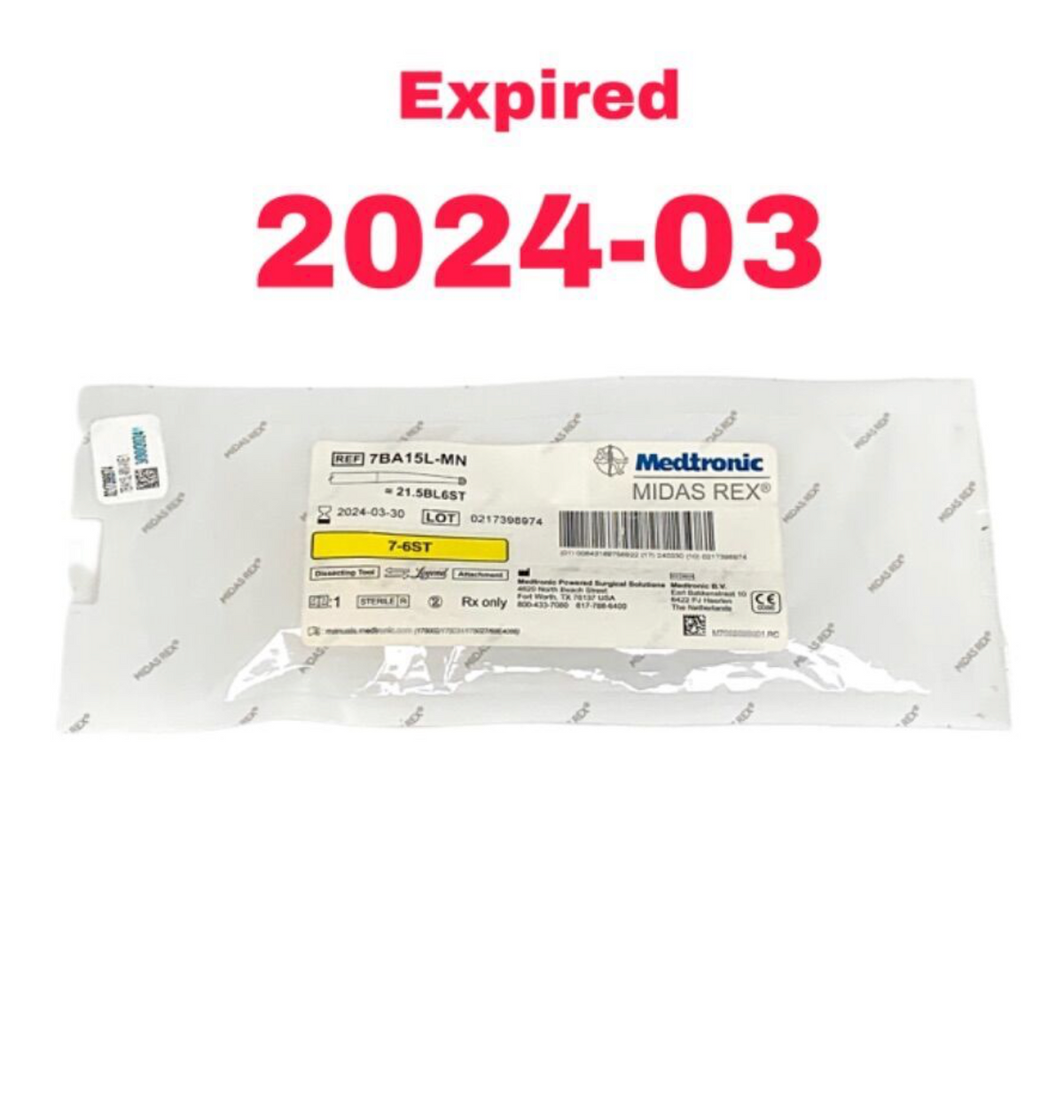 MEDTRONIC 7BA15L-MN 7-6ST MIDAS REX Dissecting TOOL ATTACHMENT EXP 2024 03