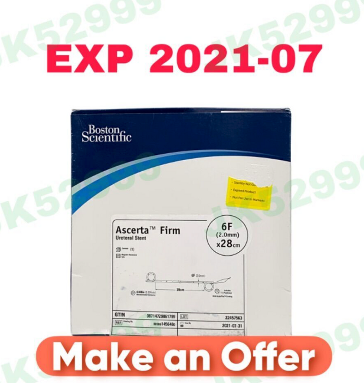 BOSTON SCIENTIFIC M0061456480 ASCERTA FIRM URETERAL STENT EXP 2021 07