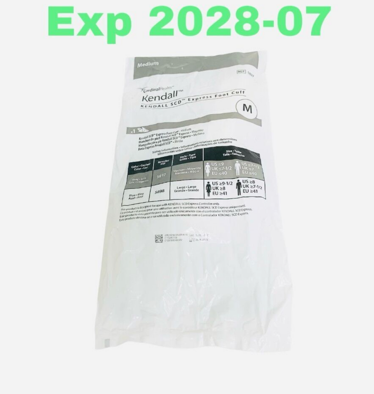 CARDINAL HEALTH 5897 KENDALL SCD EXPRESS FOOT CUFF MEDIUM EXP 2028 07