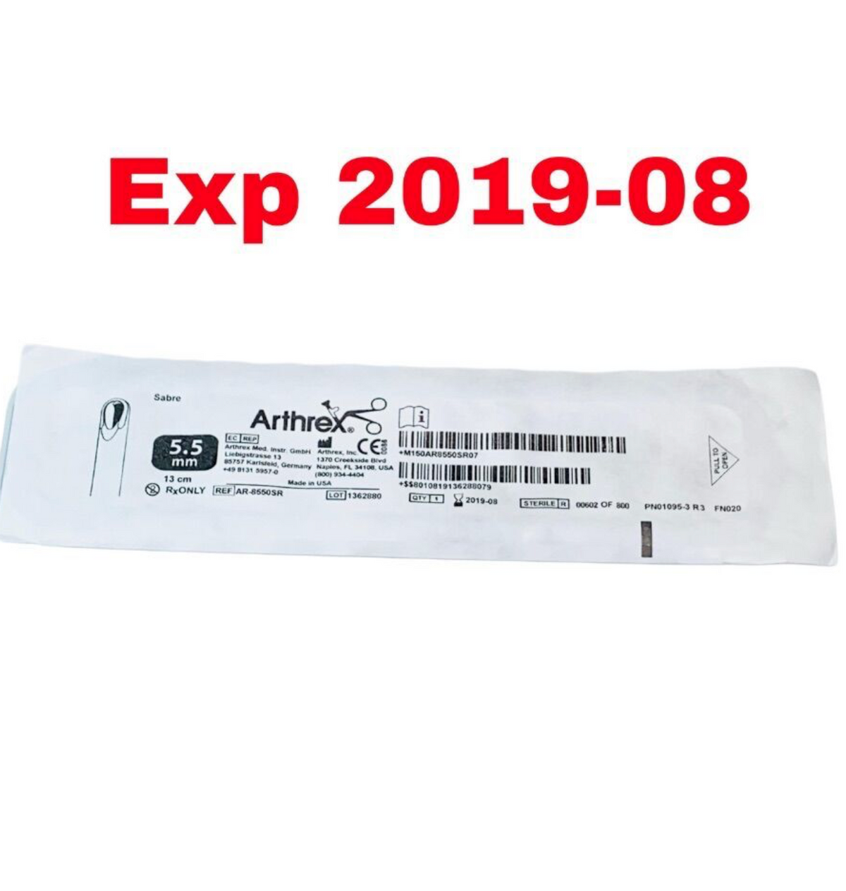 ARTHREX AR-8550SR 5.5MM SABRE EXP 2019 08