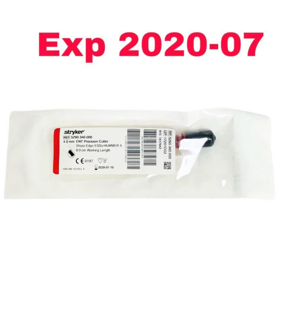STRYKER 5290-340-000 4.0 mm ENT Precision Cutter Sharp Edge ESSx/HUMMER 4 8.0 cm Working Length EXP  2020 07
