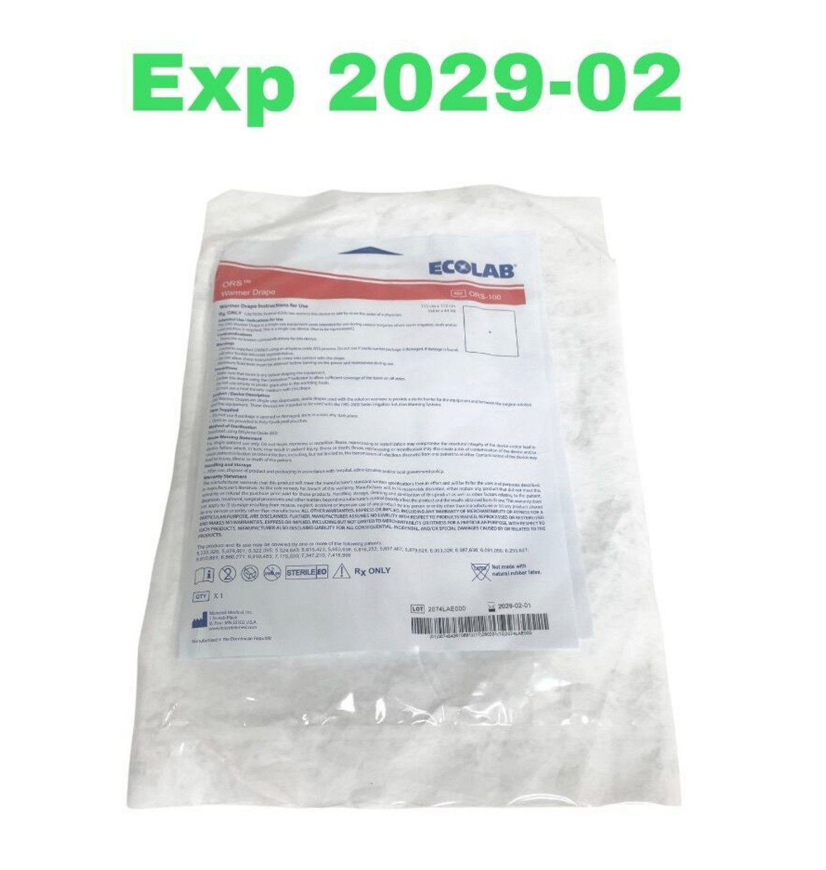 ECOLAB ORS-100 WARMER DRAPE 112 cm x 112 cm 44 in x 44 in  EXP 2029 02