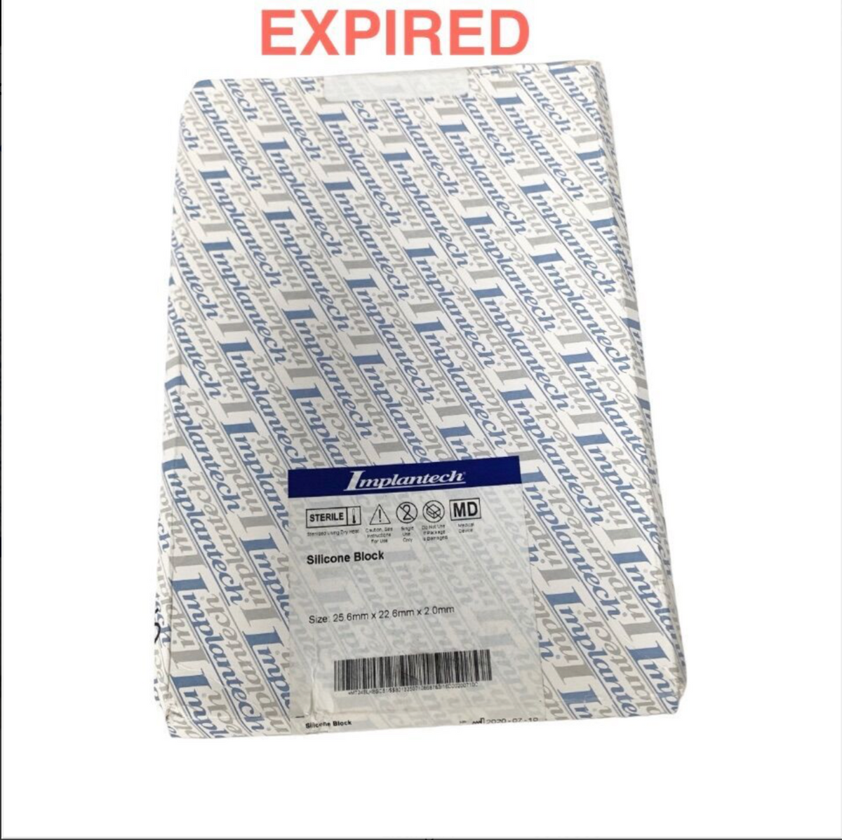 IMPLANTECH BLK-BSC-5 Silicone Block 25.6 × 22.6 × 2.0 mm Exp 2025 07